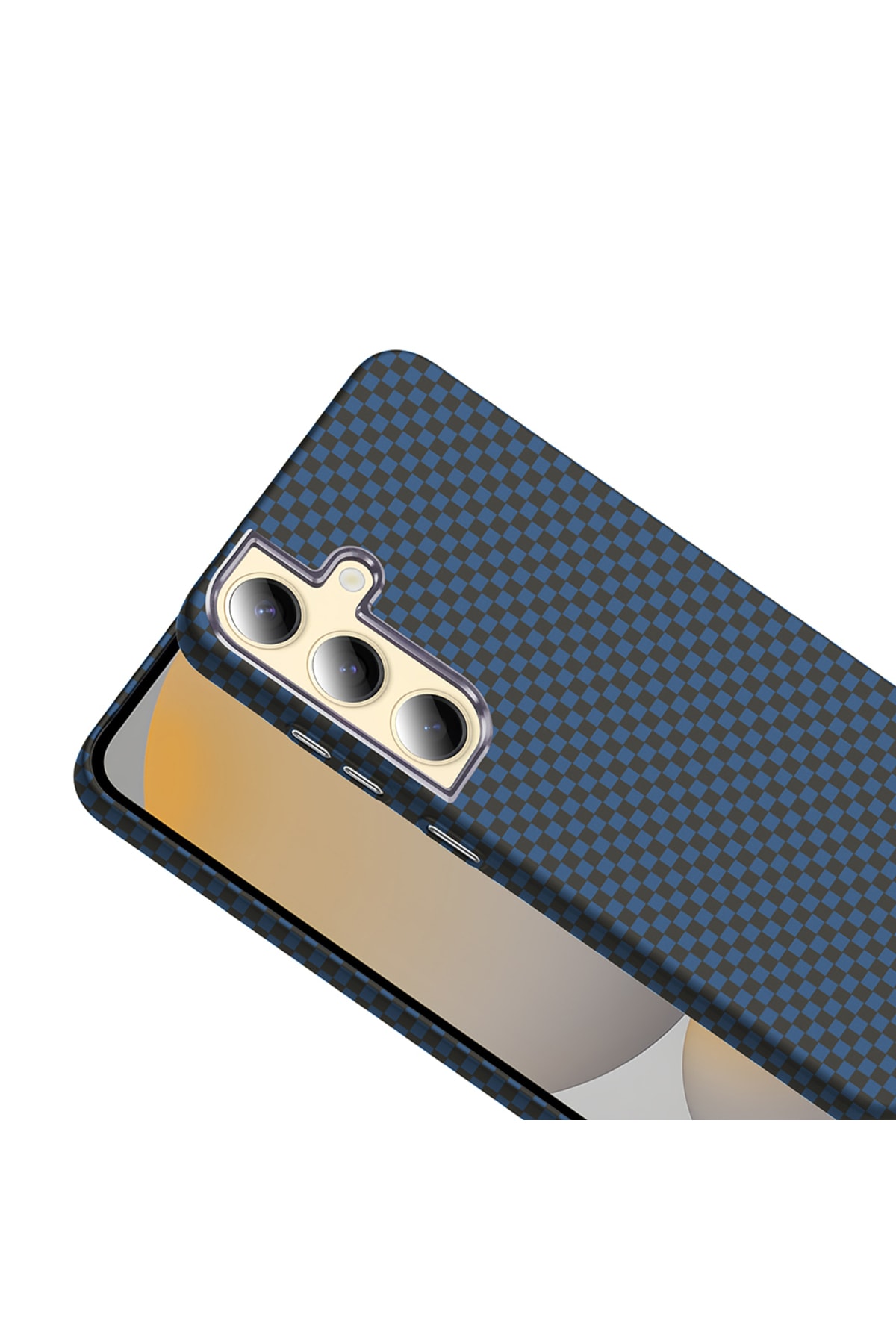 Galaxy S24 Plus Kılıf M-safe Şarj Özellikli Karbon Fiber Görünümlü TKNC Gros Kapak - Siyah-Lacivert