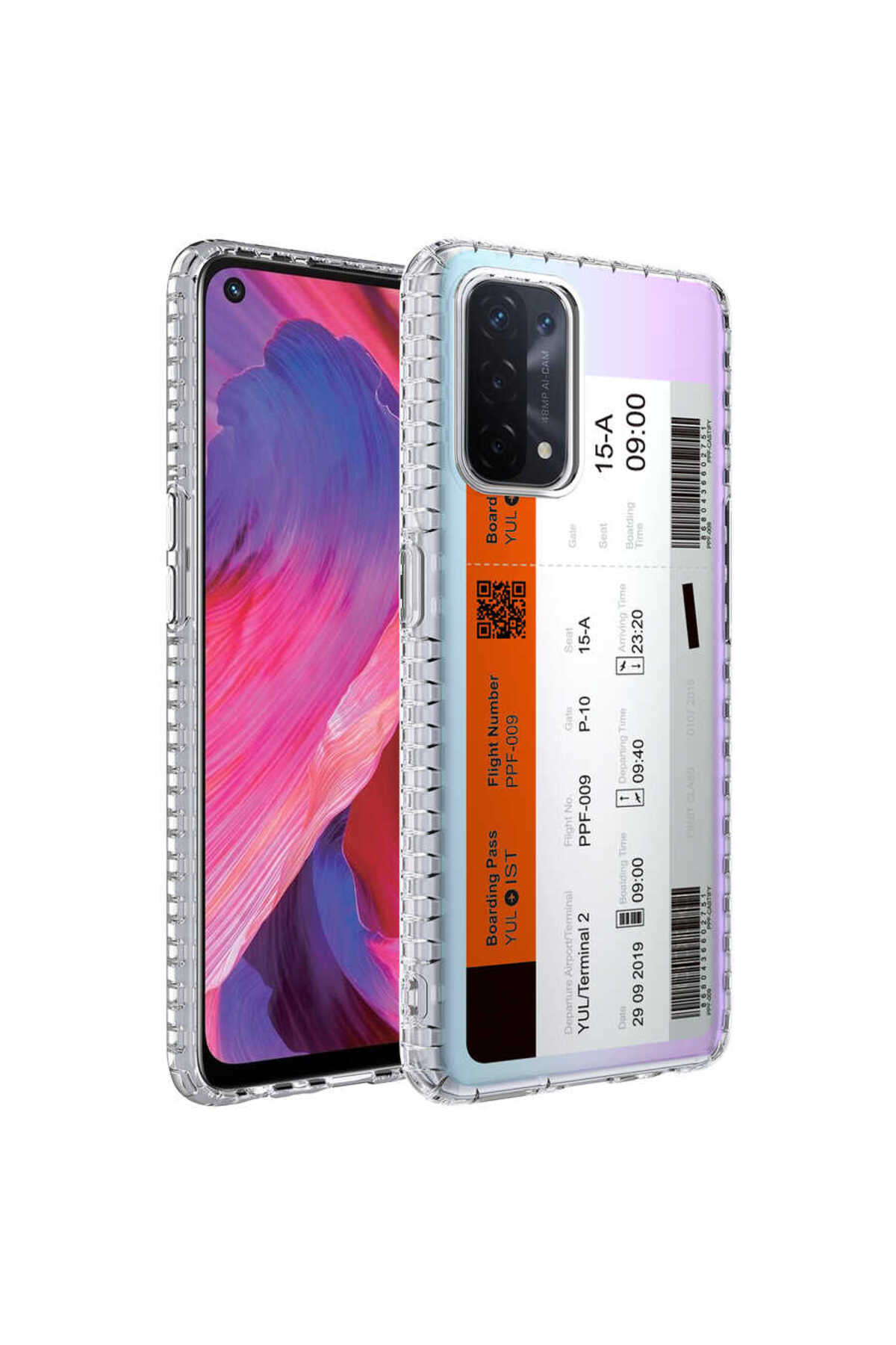 A74 4G Kılıf Airbag Kenarlı Renkli Desenli Silikon NXXA Elegans Kapak - NO1