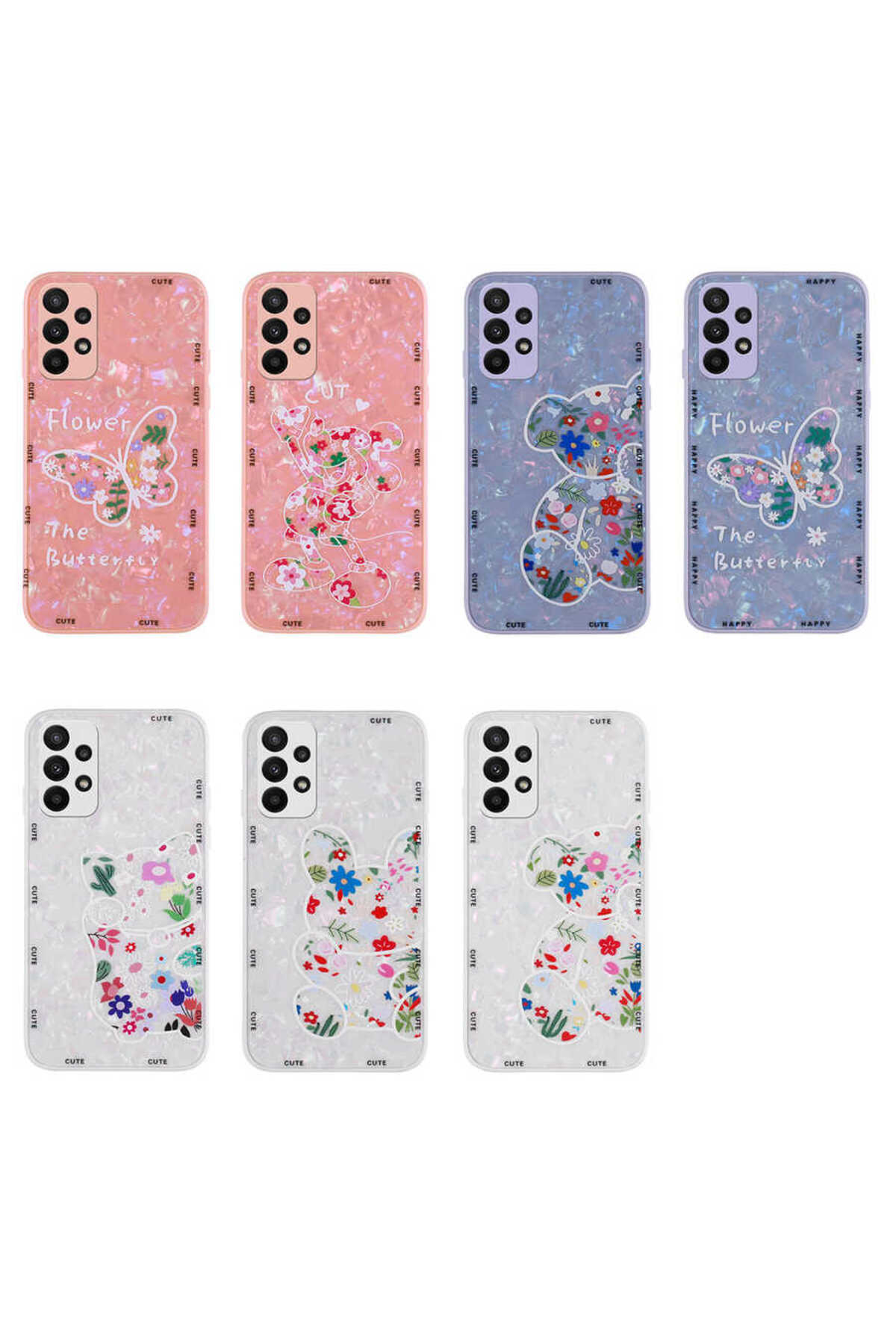 Galaxy A33 5G Kılıf Desenli Sert Silikon KHYR Mumila Kapak - Pink Flower