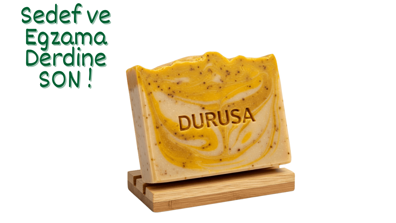 DURUSA %100 Doğal Katkısız Zerdeçal Sabunu | Sedef ve Egzama İçin Etkili Bakım | 120 gr