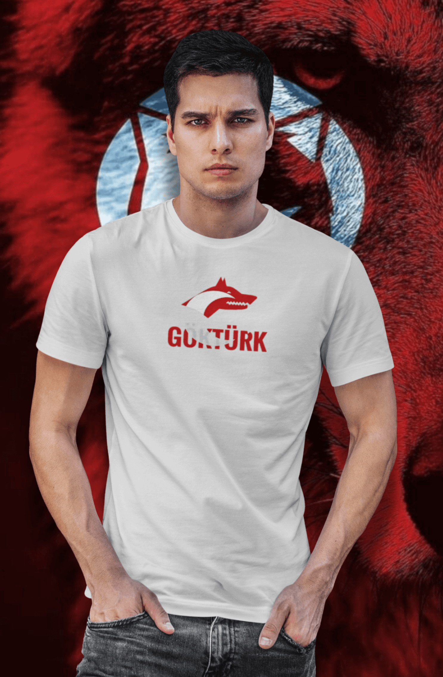 Göktürk Kurt Bisiklet Yaka Tişört