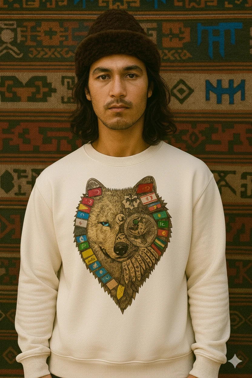 Kurt Baskılı Göktürk Sweatshirt