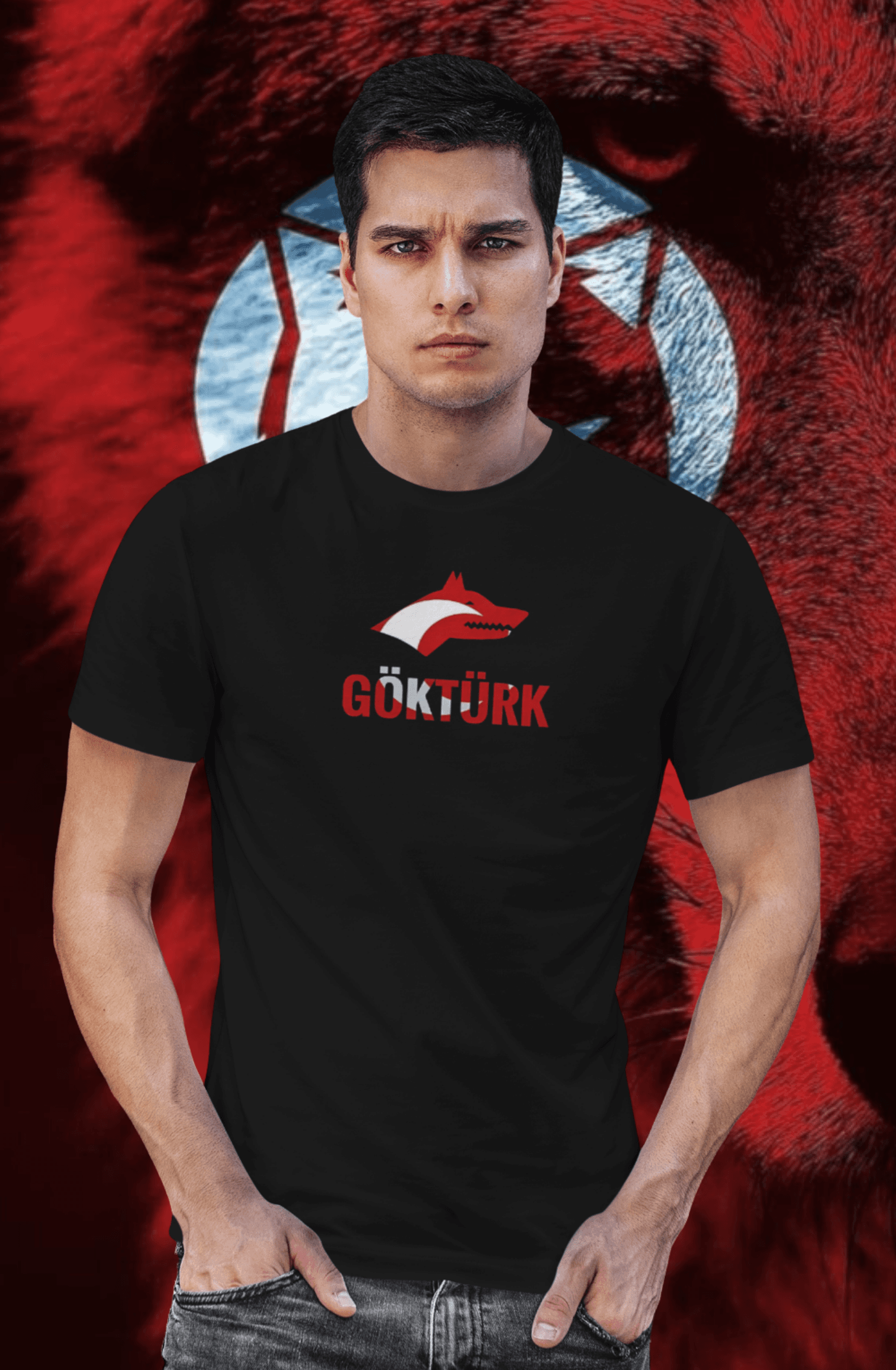 Göktürk Kurt Bisiklet Yaka Tişört