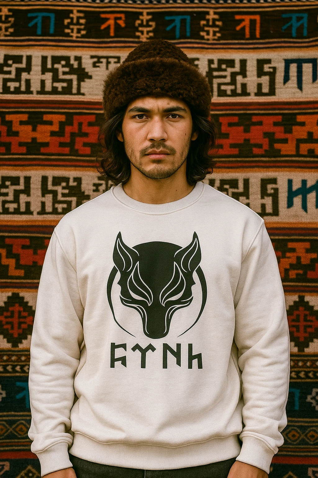 Börü Göktürk Alfabeli Kurt Sweatshirt