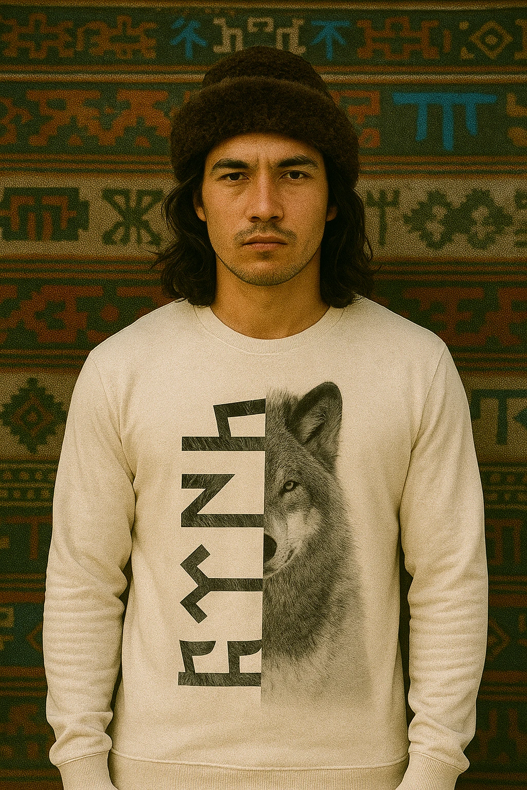 Türk Yazılı Kurt Baskılı Sweatshirt