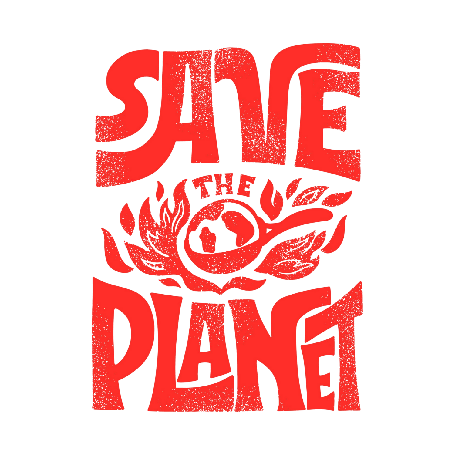 Erkek Sırt Baskılı "Save The Planet" Bisiklet Yaka Tişört