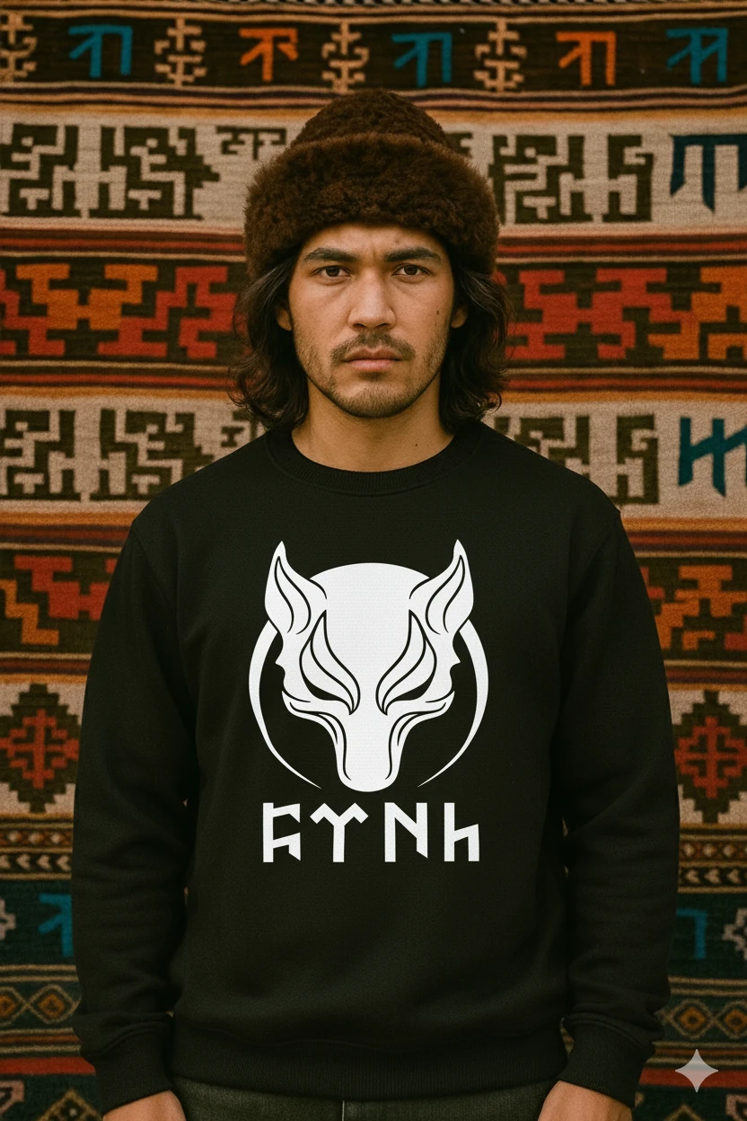 Börü Göktürk Alfabeli Kurt Sweatshirt