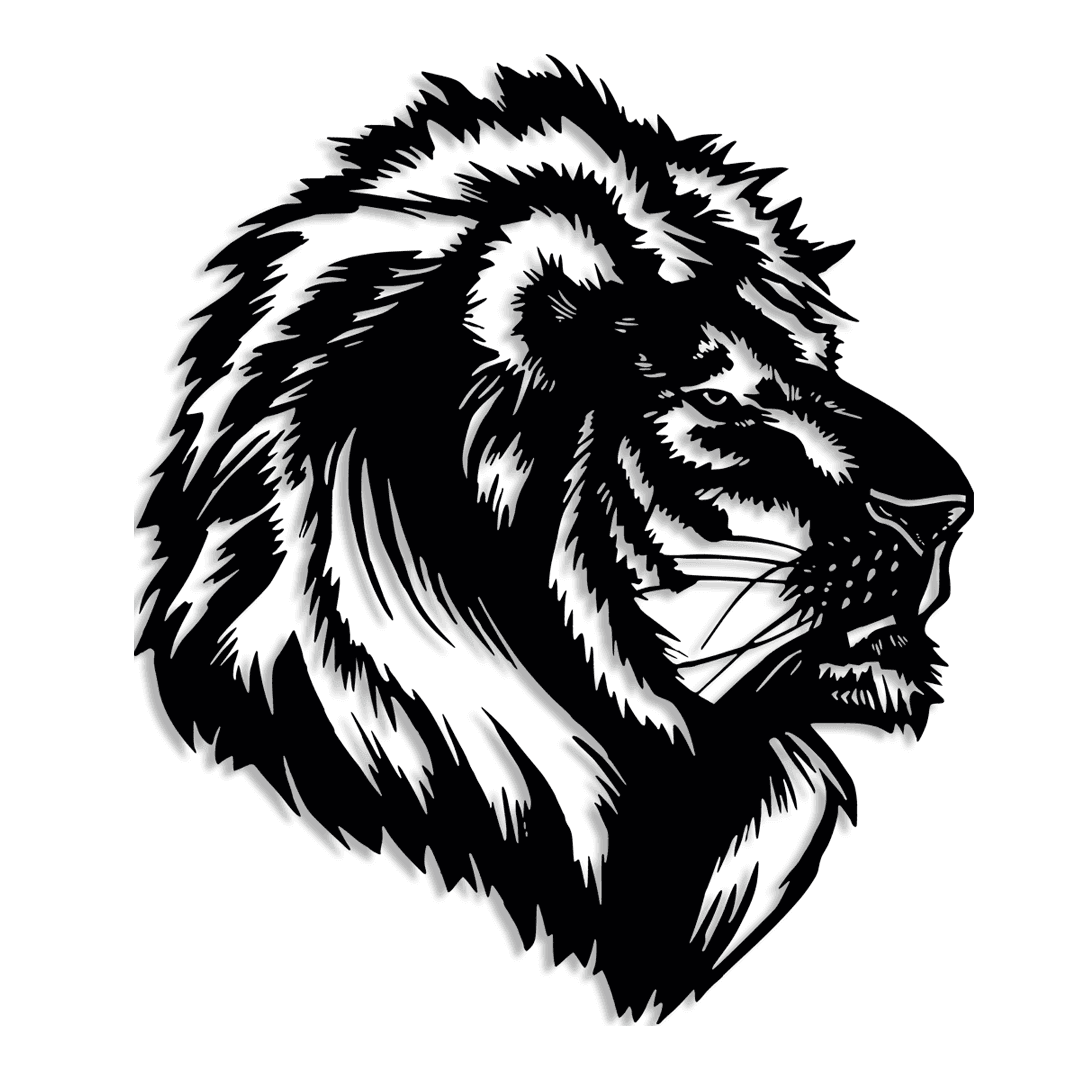 Aslan Motifli Dekoratif Metal Tablo