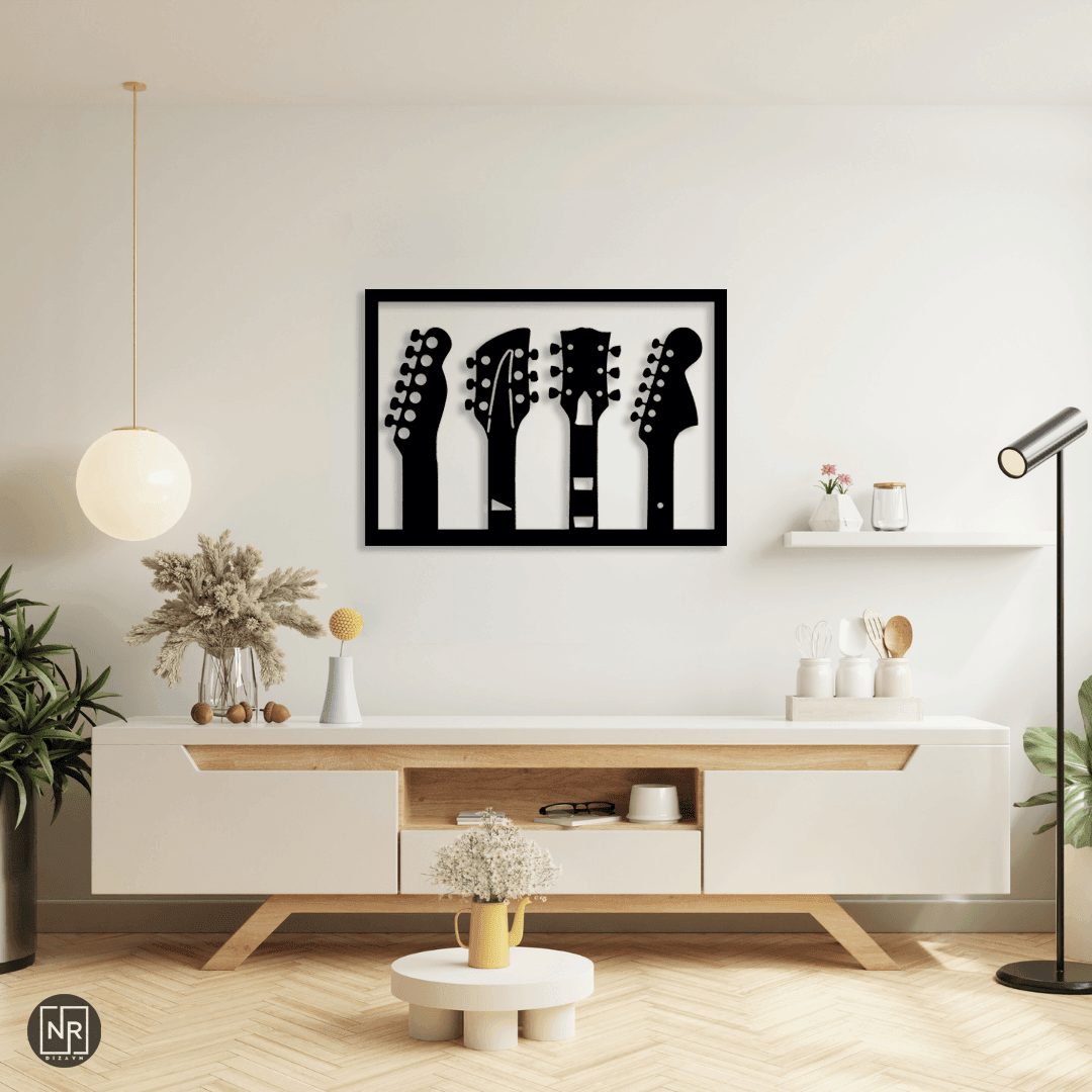 4'lü Gitar Dekoratif Metal Tablosu
