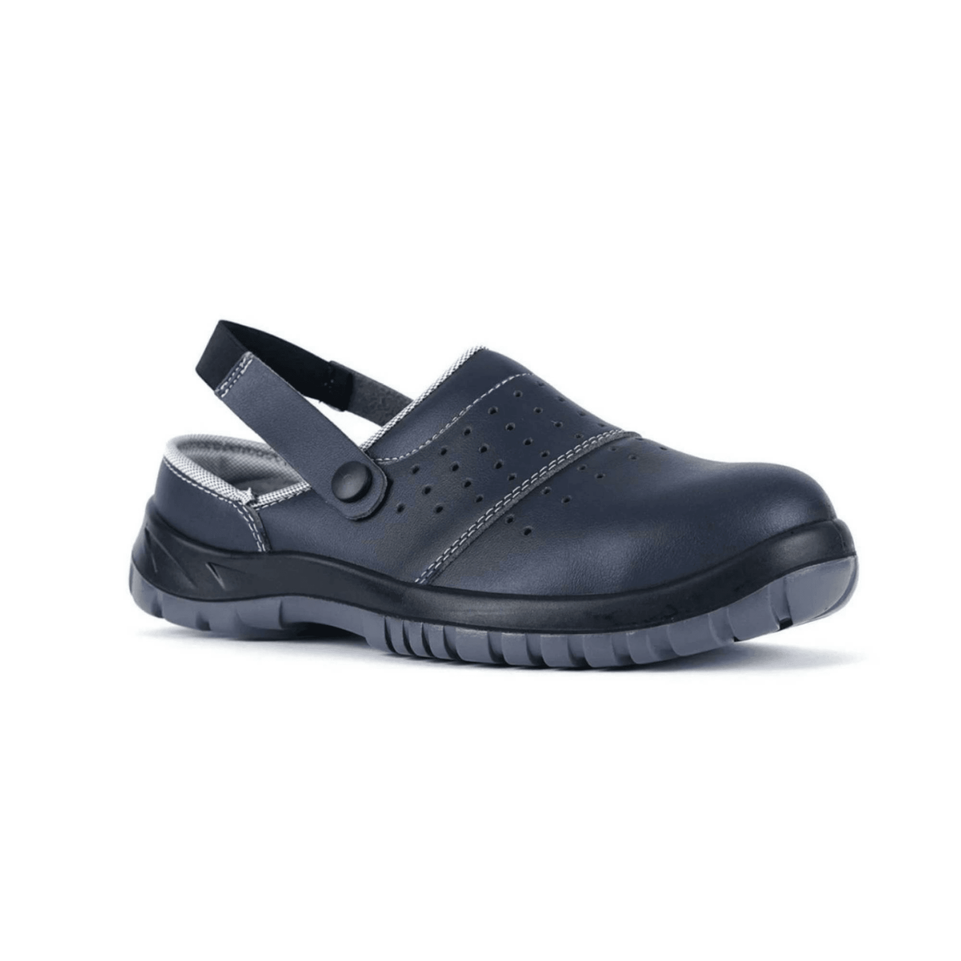Mekap Slipper 210-02 S1 SRC Lacivert Mikrofiber Deri Çelik Burun Sabo İş Terlik Sandalet