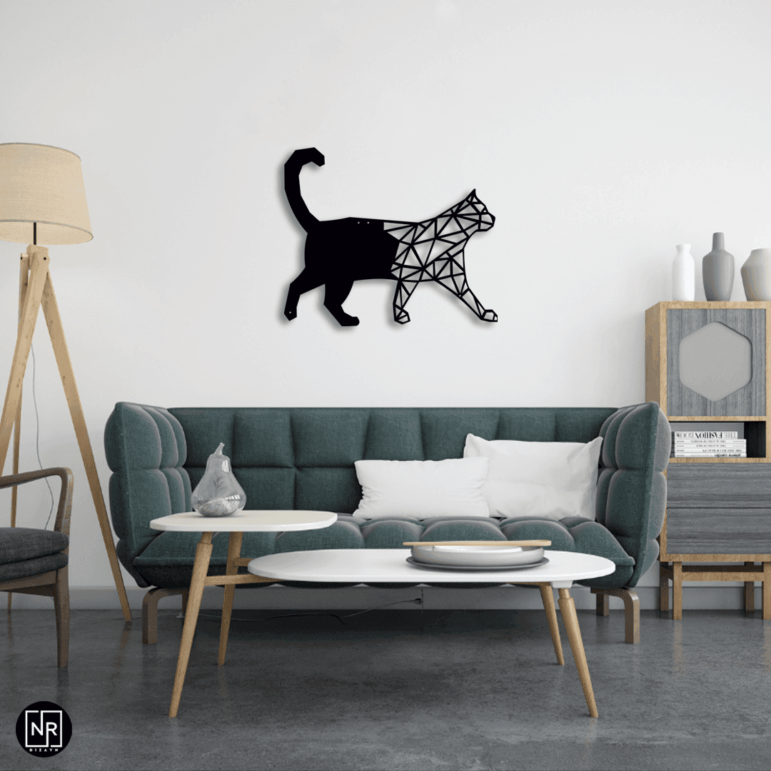 Kedi Motifli Metal Duvar Tablosu
