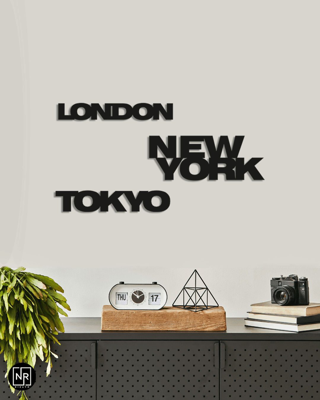 New York ,Tokyo , London Dekoratif Metal Tablo