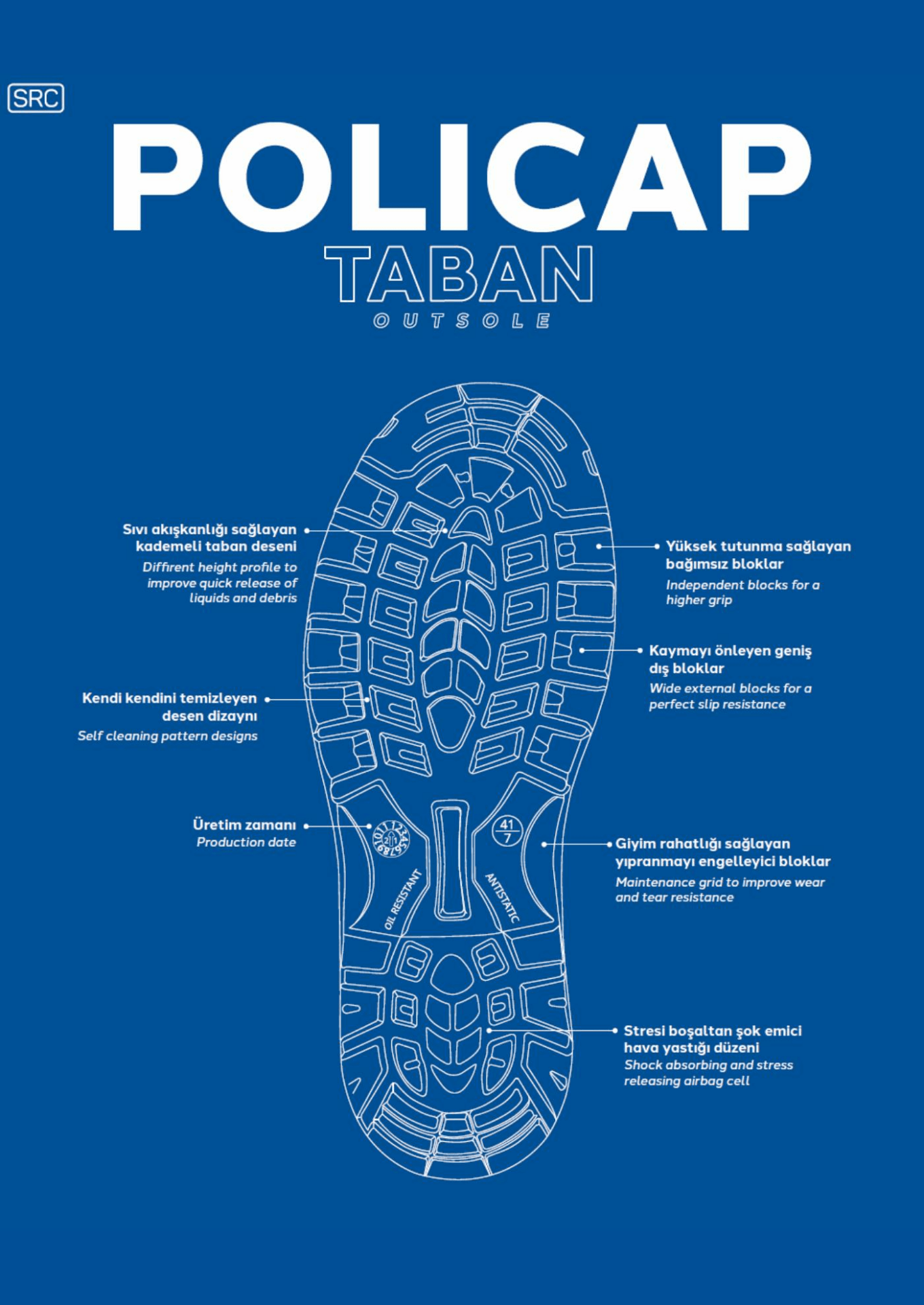 Mekap Policap 023 S3 SRC ESD Vidala Deri Kompozit Burun Kevlar Ara Taban İş Botu