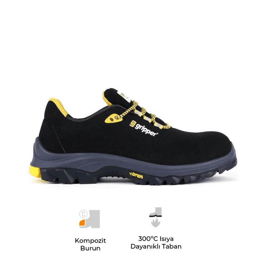 Mekap Gripper Executive Low GPR-55 S2 SRC HRO Vibram Taban Mikrofiber Deri Kompozit Burun Spor İş Ayakkabısı