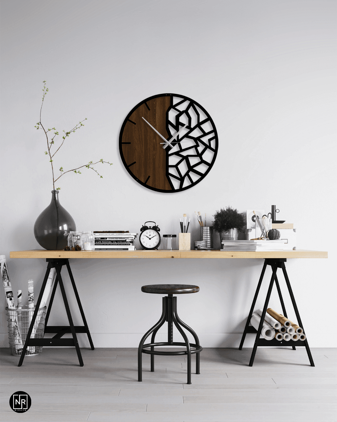 Duality Clock Dekoratif Metal Duvar Saati