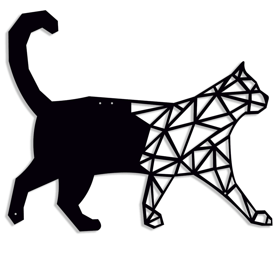 Kedi Motifli Metal Duvar Tablosu
