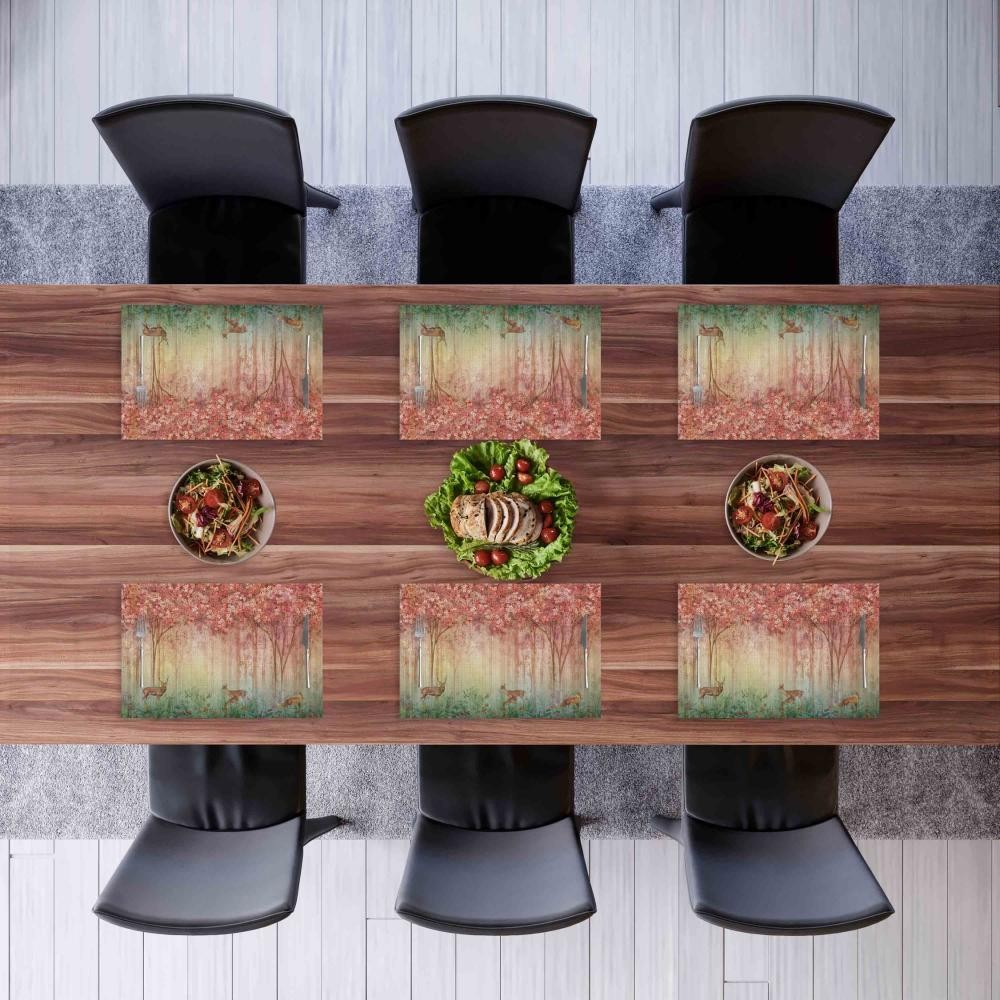 Bahar Konseptli Kumaş Amerikan Servis 4'lü Set 35X50CM
