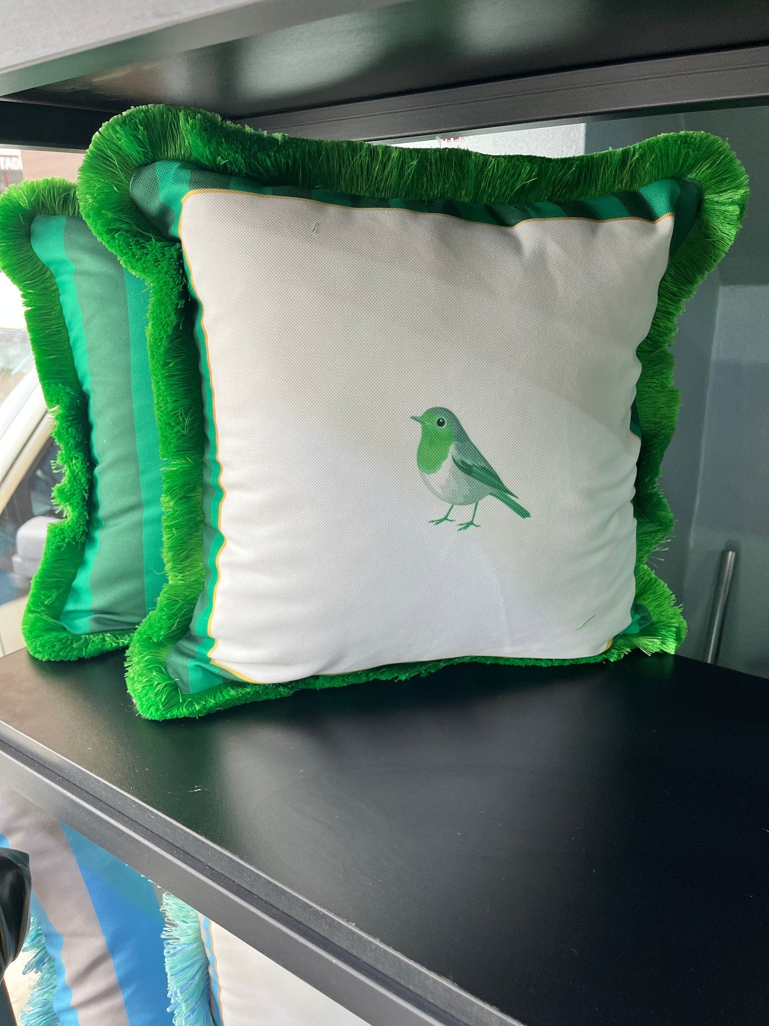 YEŞİL KUŞLU PIP STUDIO ÇİZGİLİ ÇERÇEVELİ KIRLENT