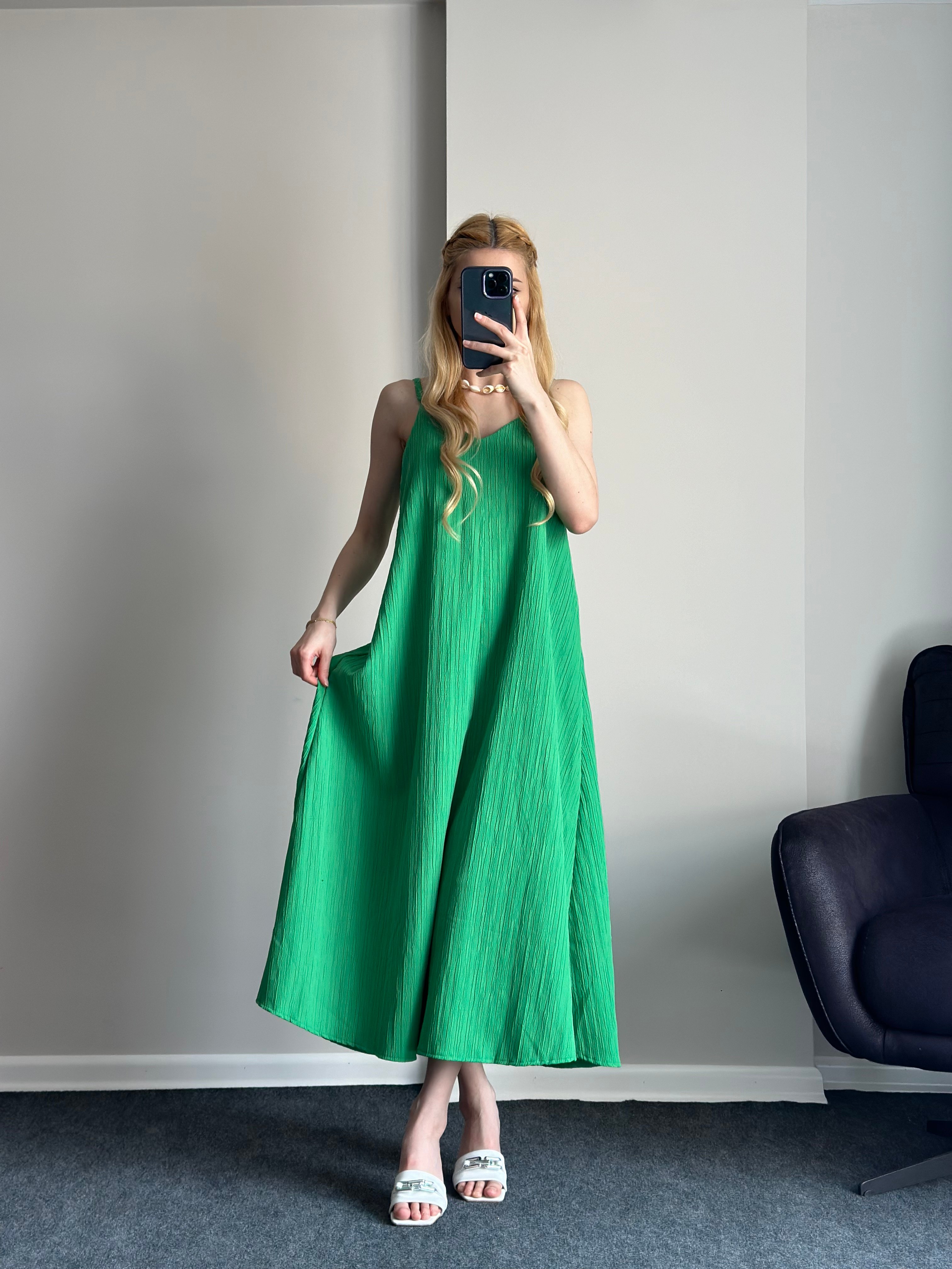 Lady Yeşil Uzun Elbise