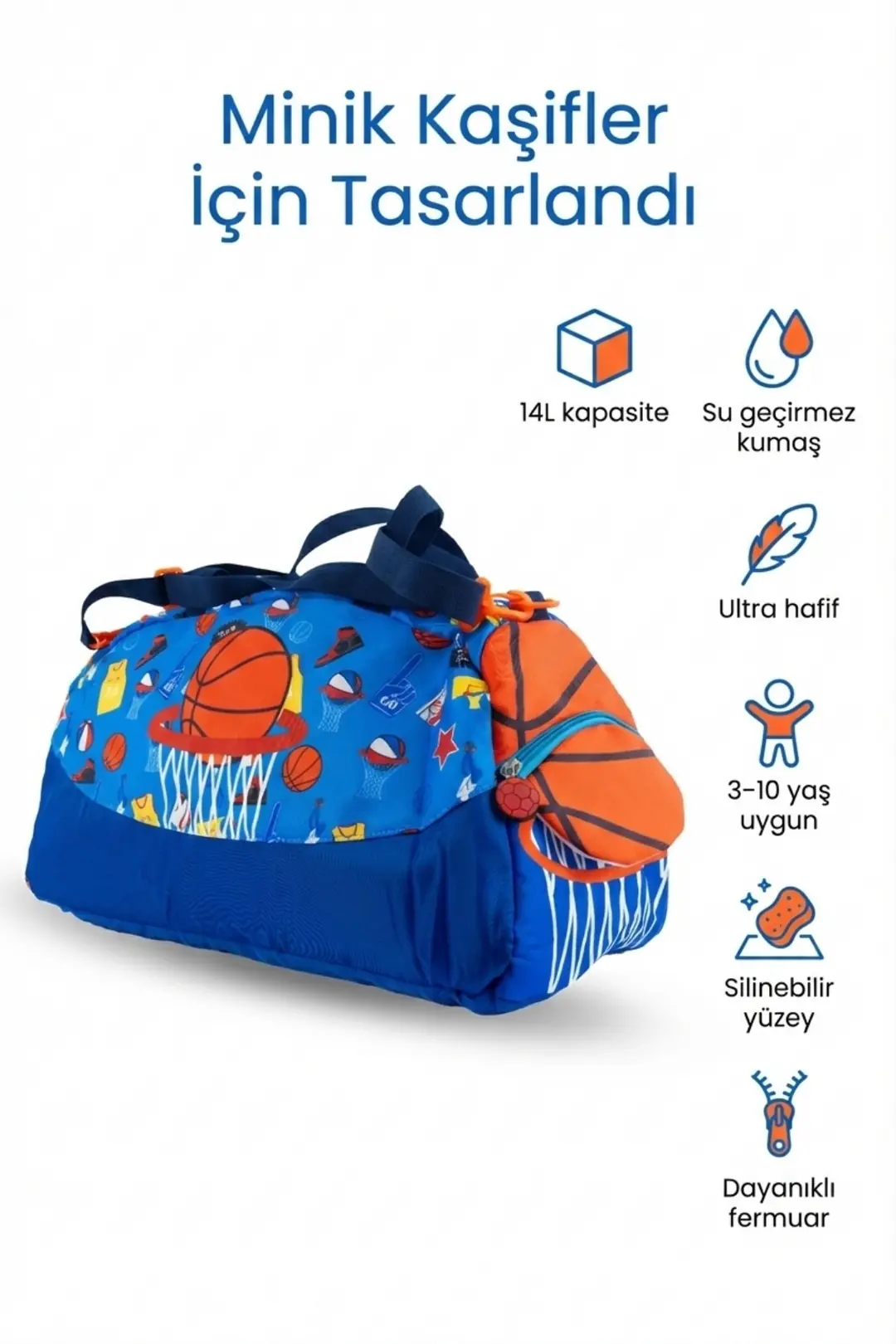 Basketbol Desenli Çocuk Spor & Seyahat Çantası – 25 L 4Berry - En