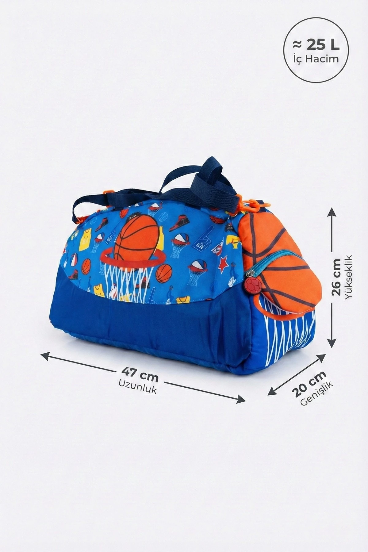 Basketbol Desenli Çocuk Spor & Seyahat Çantası – 25 L 4Berry - En