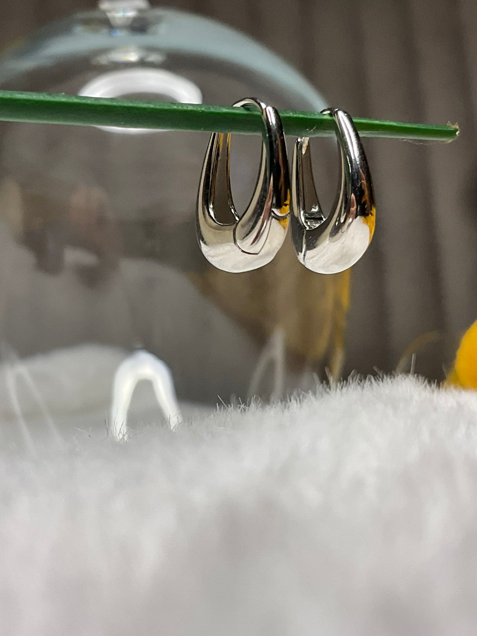 KROASAN CROİSSANT BOBLE TASARIM GÜMÜŞ HALKA KÜPE