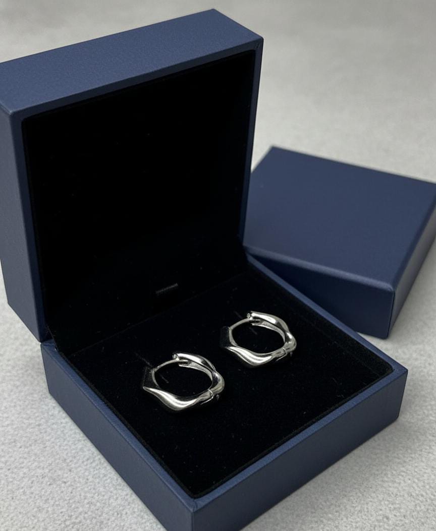 DALGALI WAVY HOOP EARRİNG HELİX TRAGUS GÜMÜŞ KÜPE