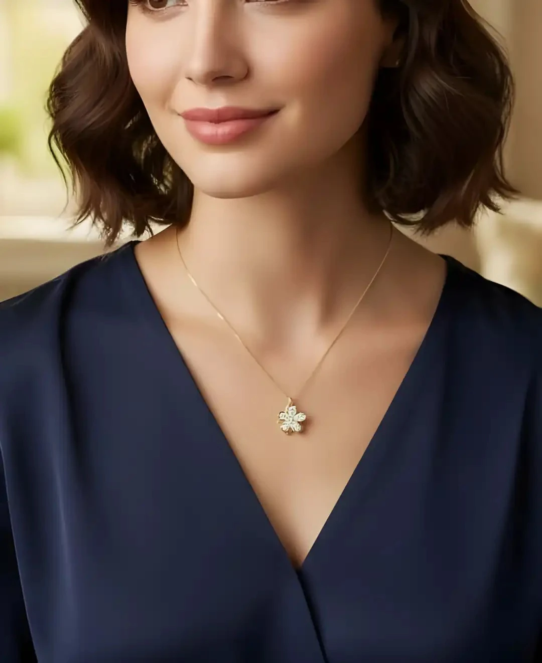 925 Ayar Gümüş Beş Yapraklı Çiçek Model Kolye – Şık ve Zarif Kadın Takı