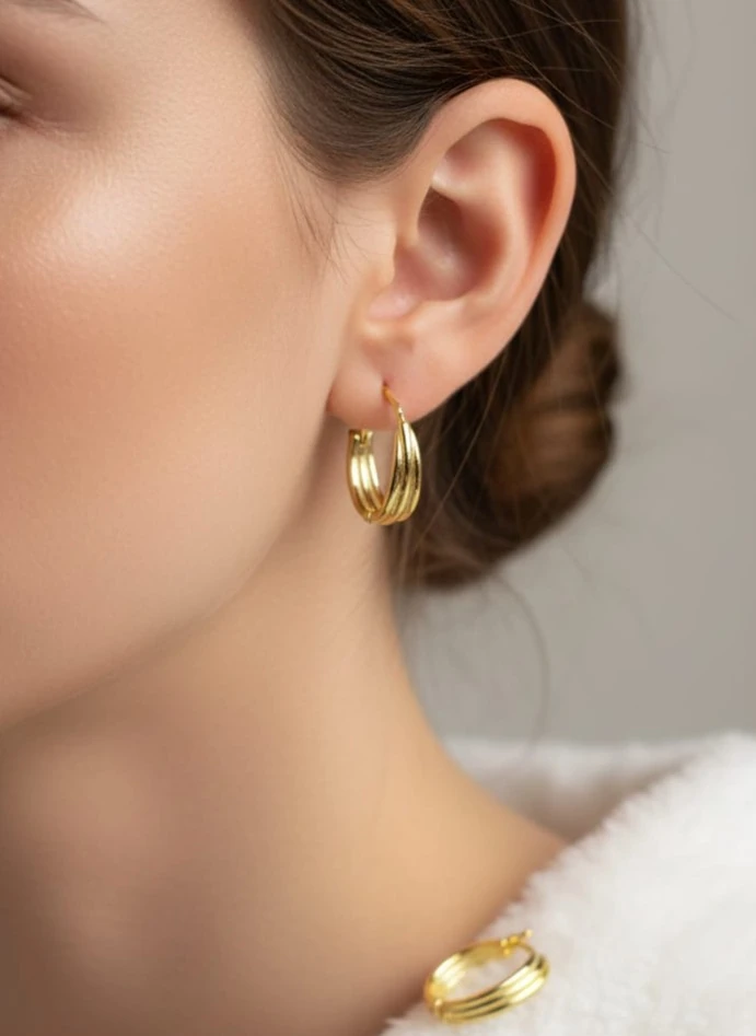 TRİPLE HOOP HALKA MODEL GÜMÜŞ KÜPE