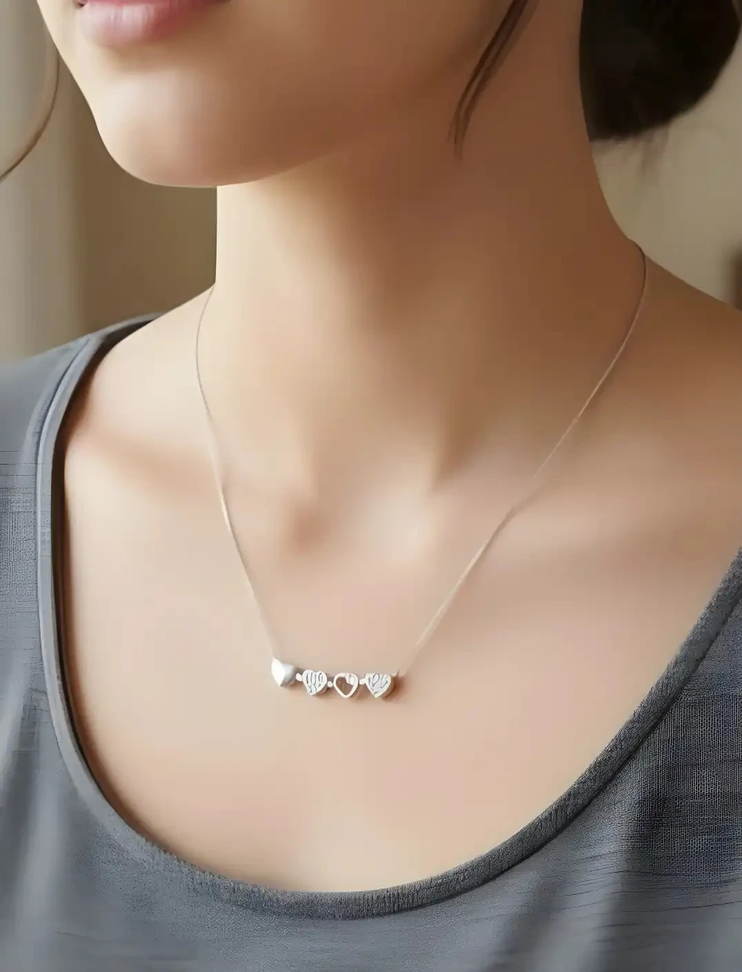 925 Ayar Gümüş Zarif Tasarım Çift Kullanımlı Kolye – Şık ve Çok Yönlü Kadın Takı