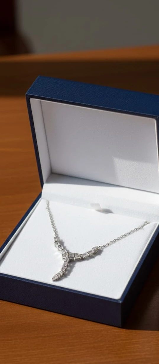 925 Ayar Gümüş Yılan Görünümlü Zirkon Taşlı Sarkıt Kolye – Modern ve Şık Kadın Takı