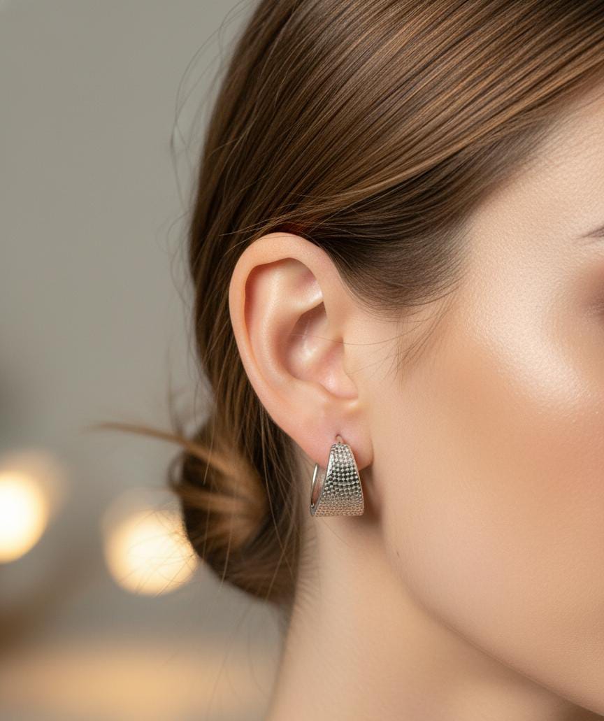 TRAPEZ HOOP GÜMÜŞ TASARIM KÜPE