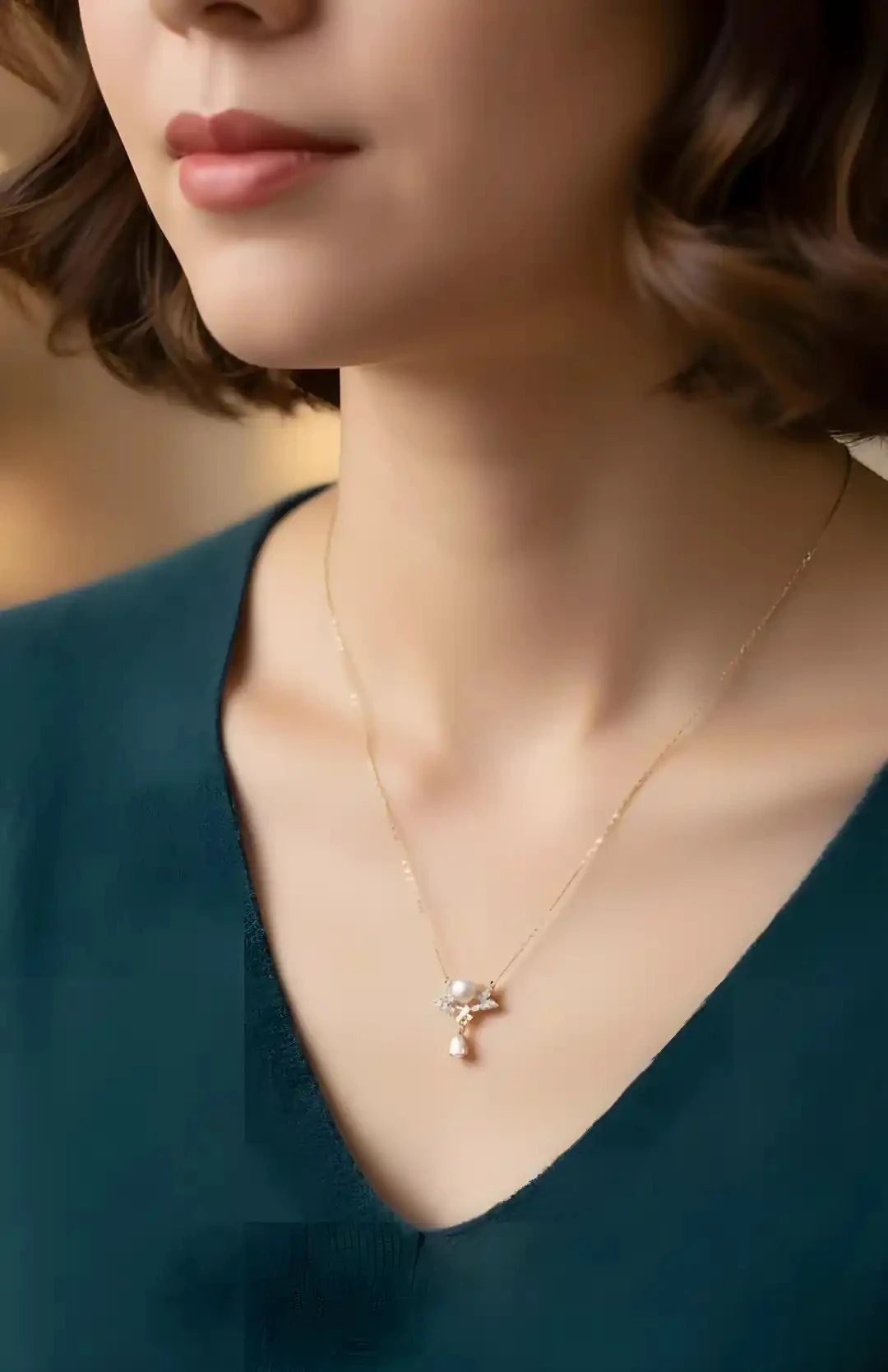 Melek Figürlü İnci Kolye – Zarif ve Şık Kadın Takı Modeli
