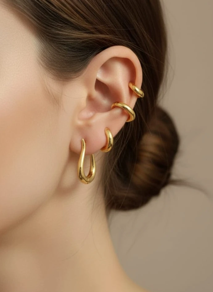 HUGGİE KİLİTLİ HALKA KÜPE