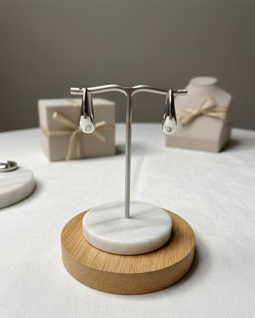 KROASAN CROİSSANT BOBLE TASARIM GÜMÜŞ HALKA KÜPE