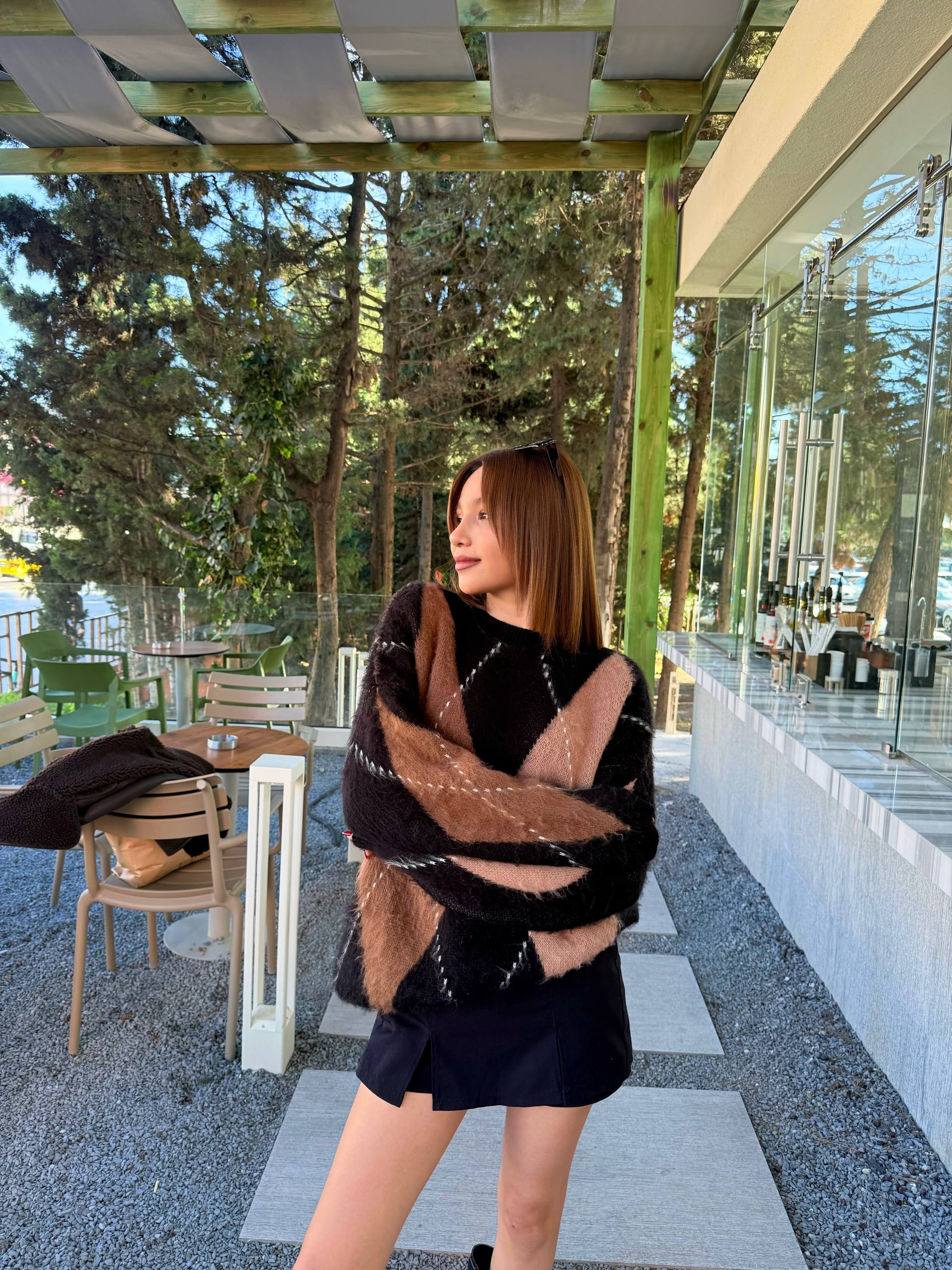 Viral Baklava Desenli Kazak