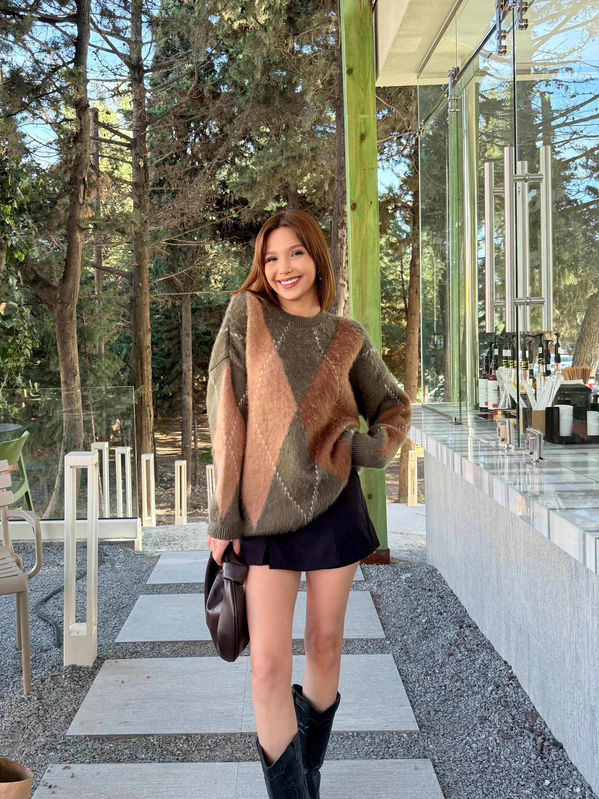 Viral Baklava Desenli Kazak - HAKİ