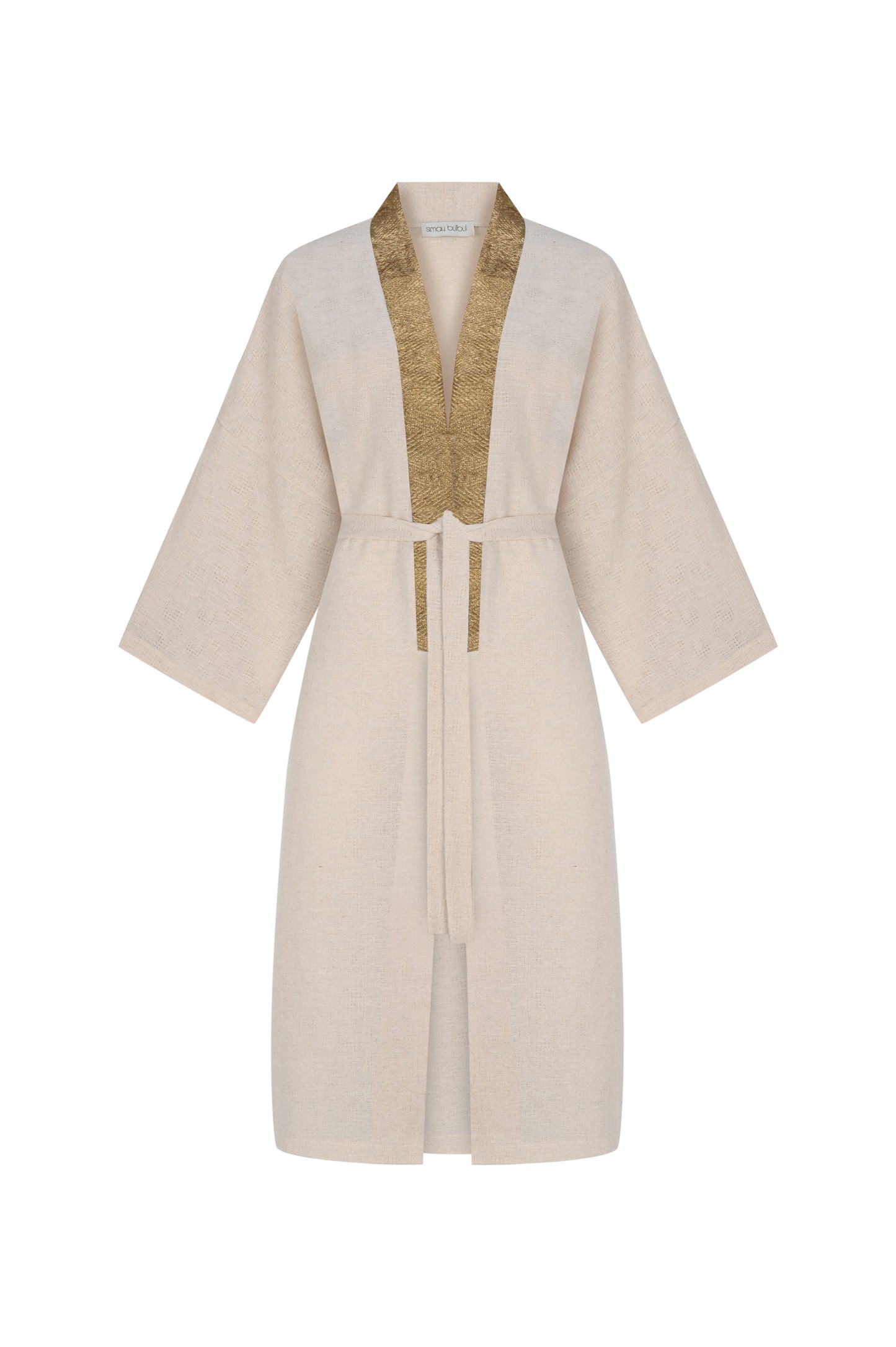 Linen Kaftan with Special Antique Fabric Garnish