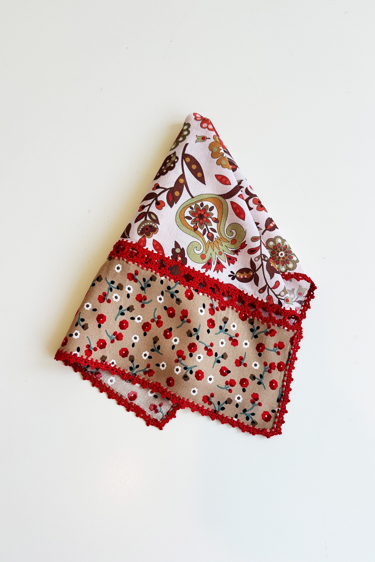 Handmade Lace Edged and Patterned Napkin 