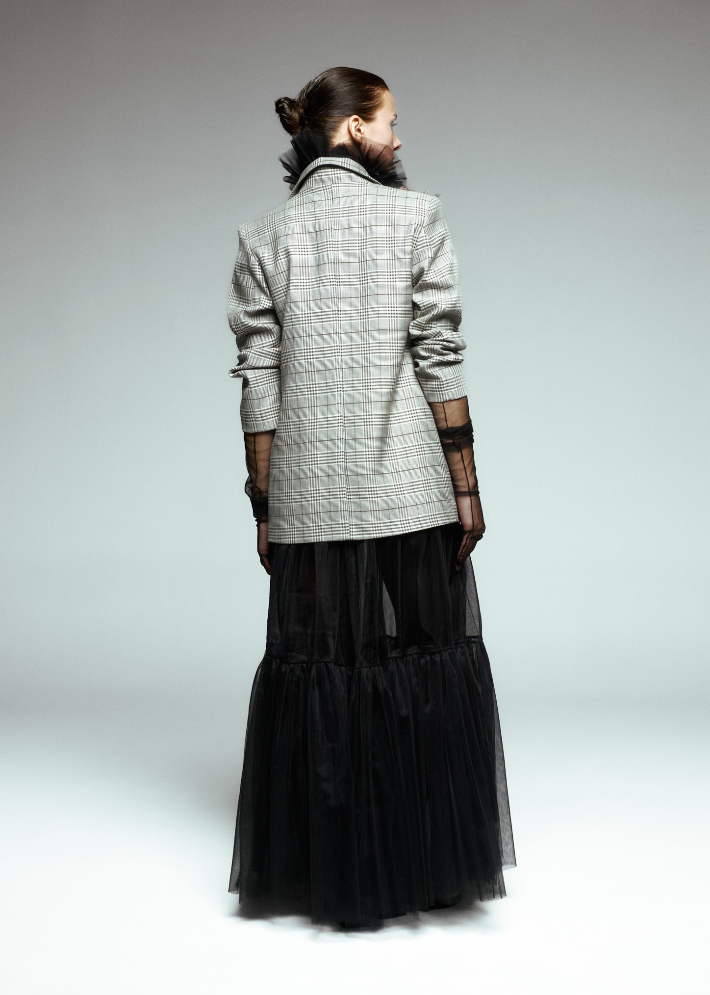 Astarsız Uçları Büzgülü Maksi Boy Tül Etek