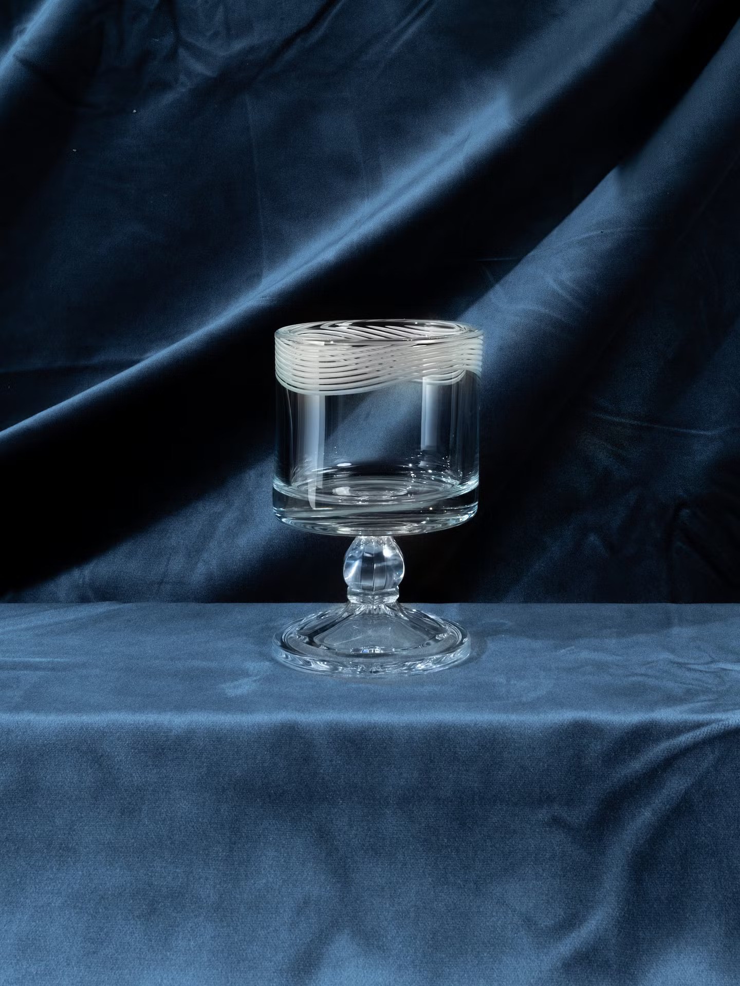 Handcrafted Cut Glass Footed Candle Holder