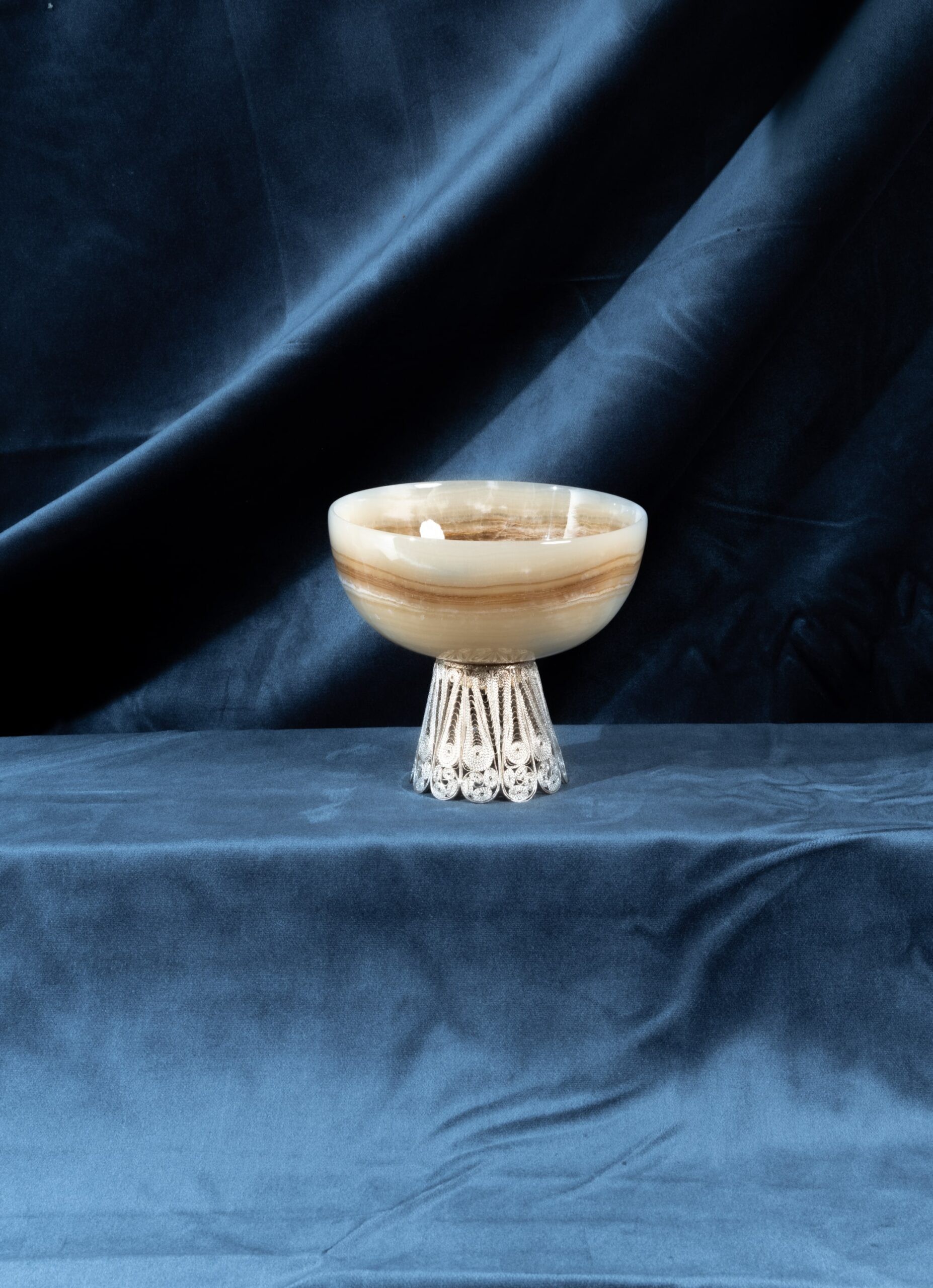 Onyx Serving Bowl with Filigree Foot