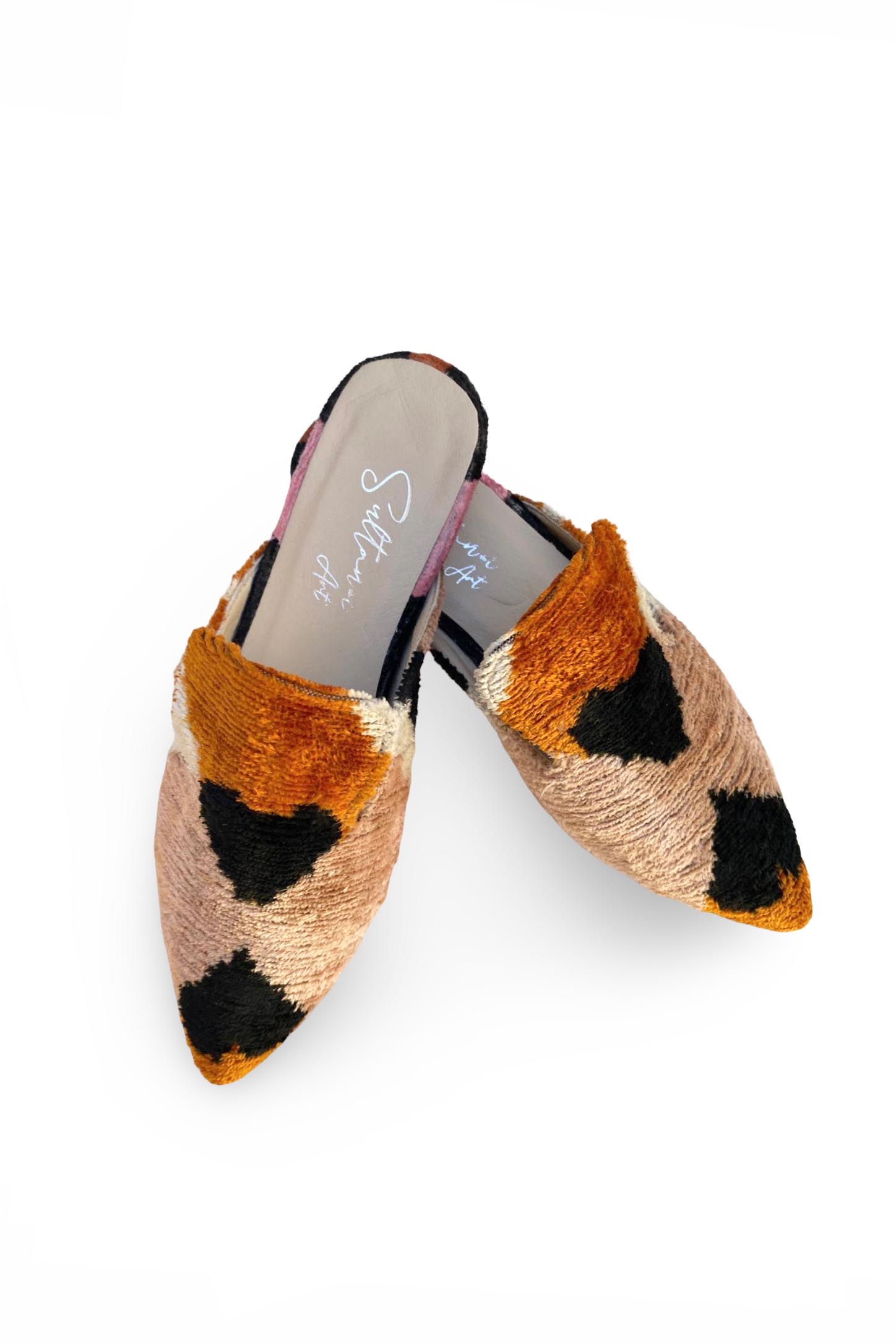 İkat Desenli İpek Kadife Terlik 37 Numara