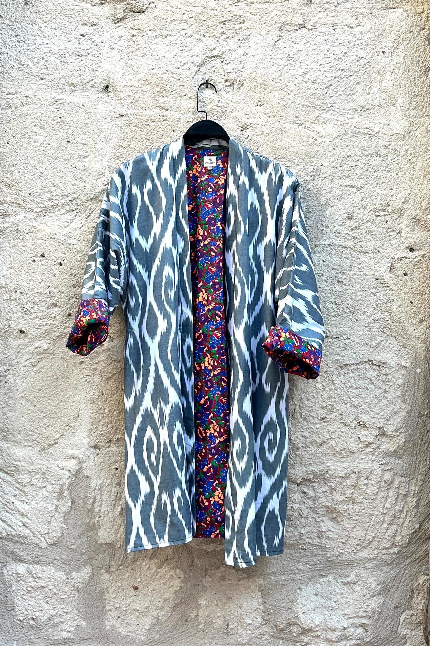 İkat Çift Taraflı Desen Kaftan 