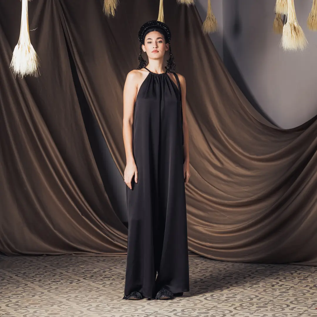 Halter Yaka Saten Tulum