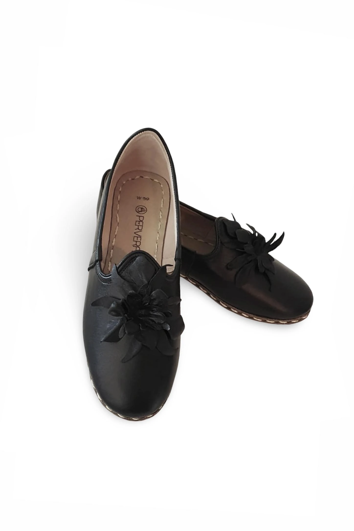 El Yapımı Deri Çiçekli Hakiki Deri Yemeni