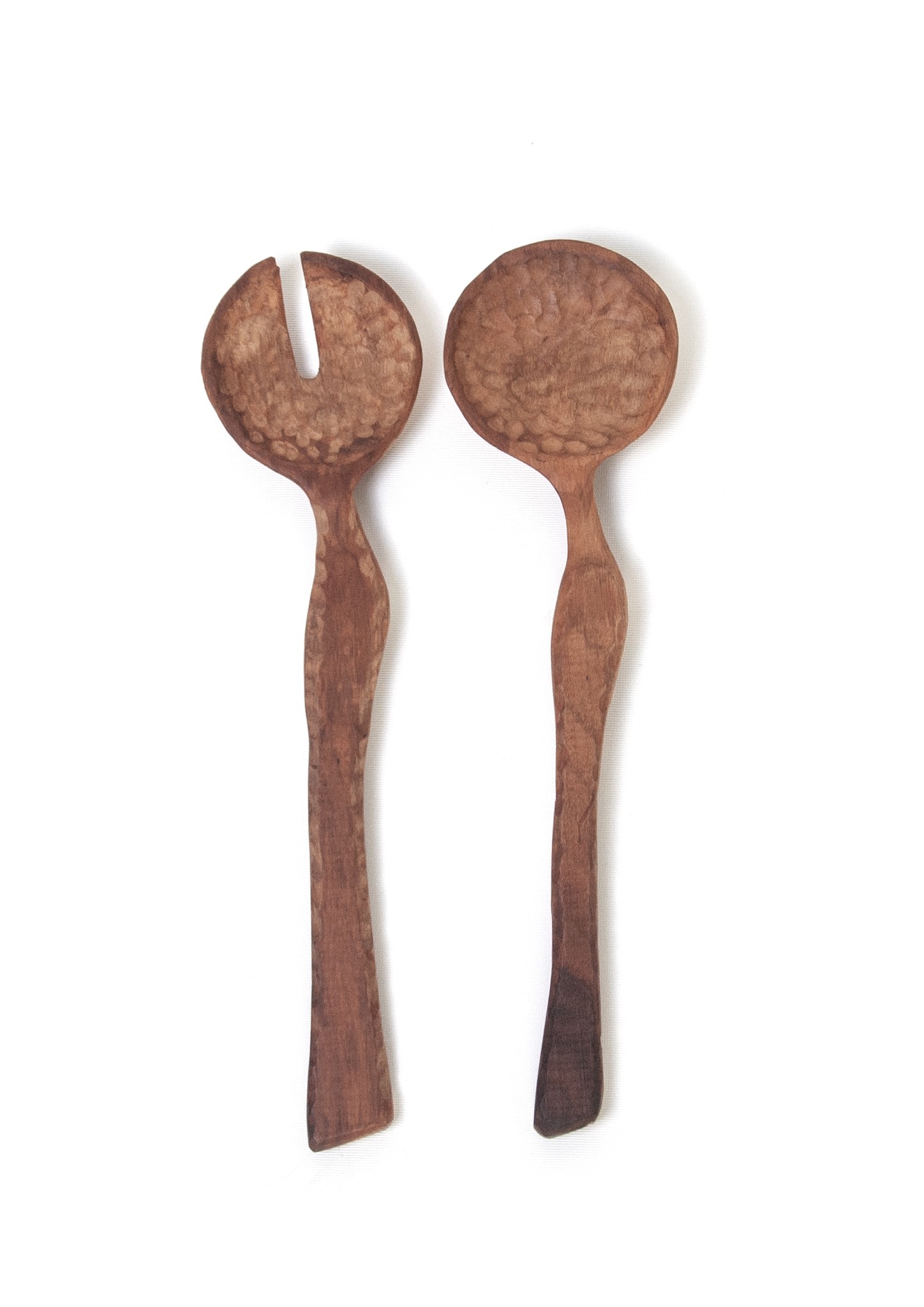 Hand Carved Wooden Serving Fork and Spoon