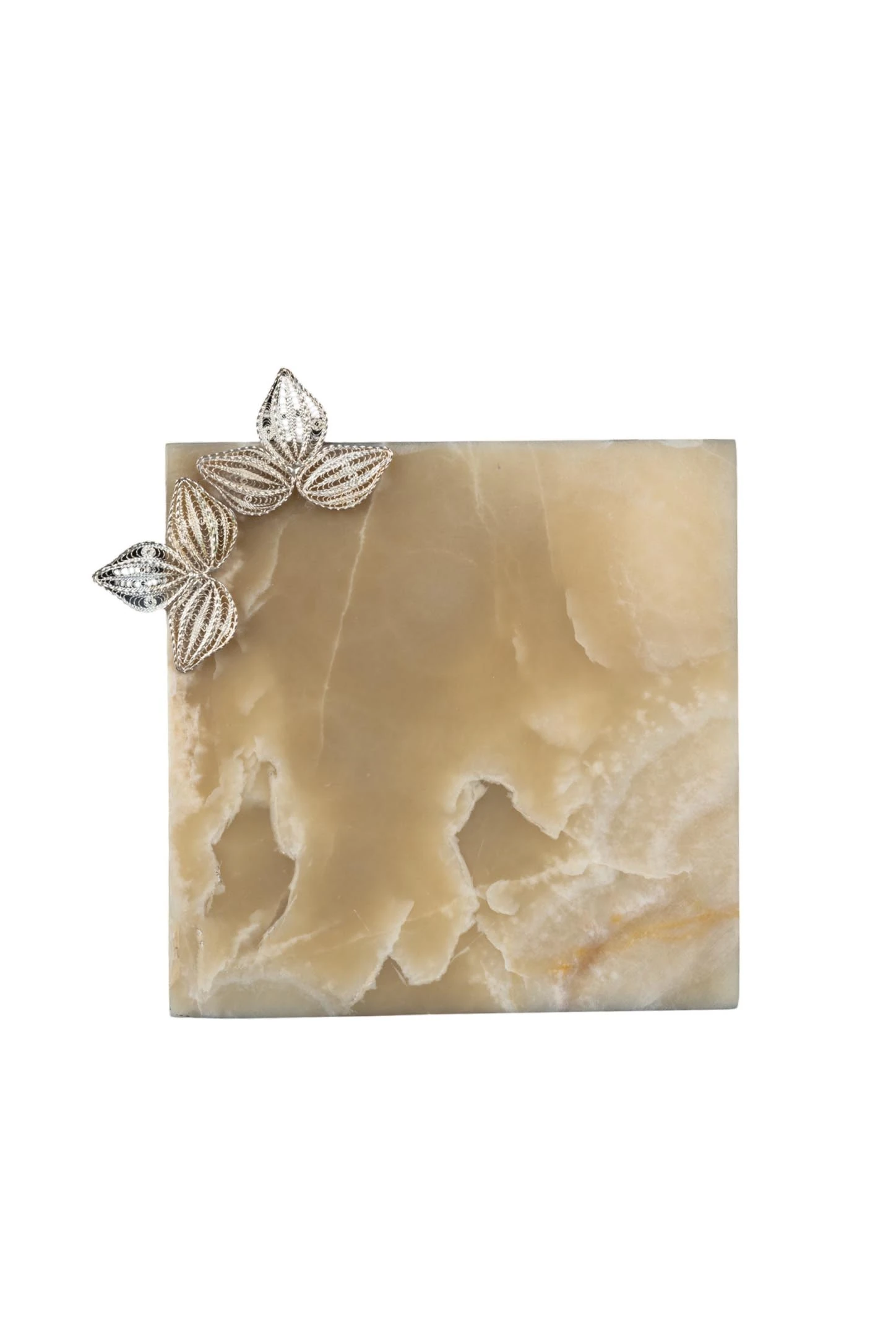 Yaprak Desenli Telkari İşlemeli Peynir ve Servis Tabağı