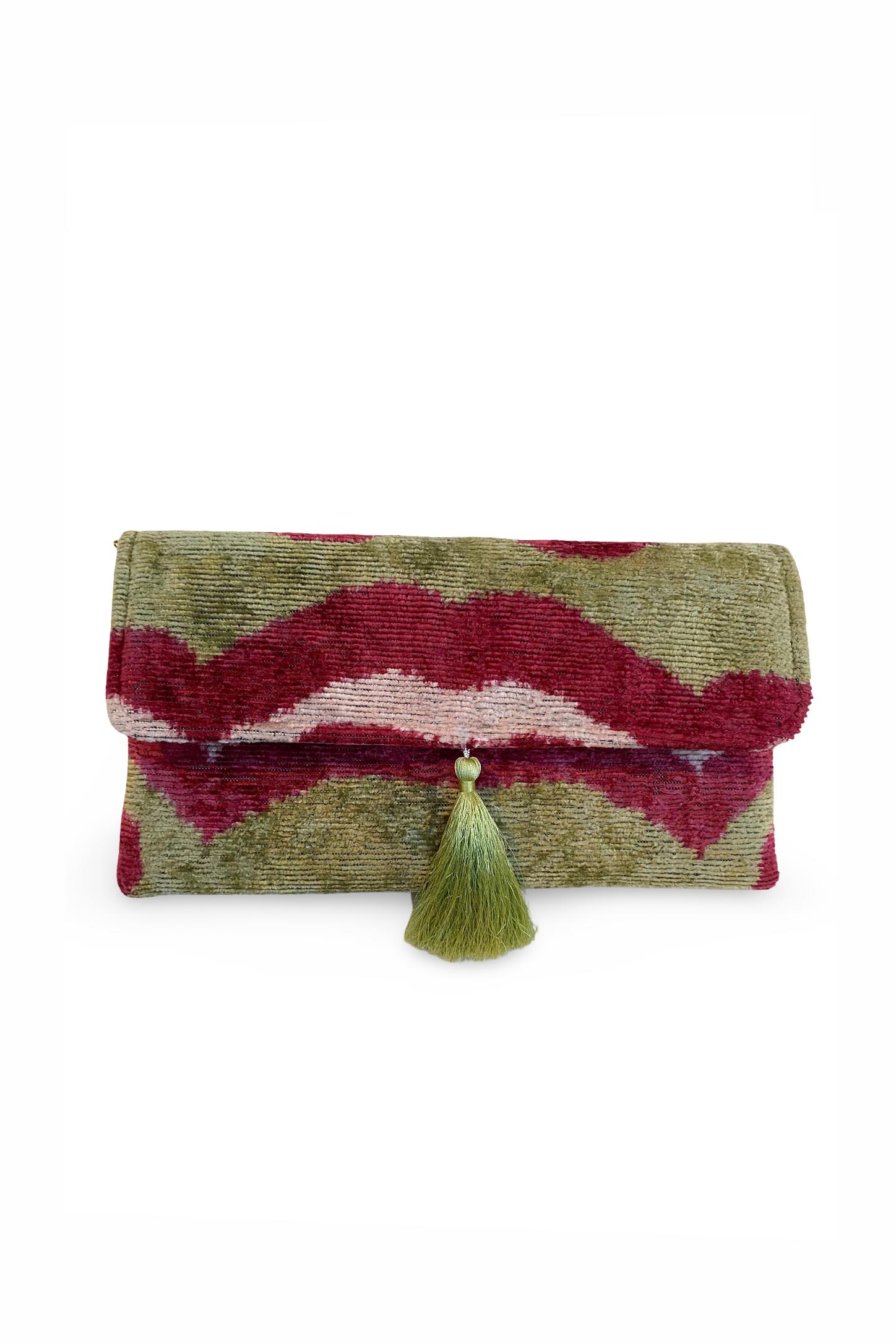  İkat Desenli Kadife Clutch Çanta 