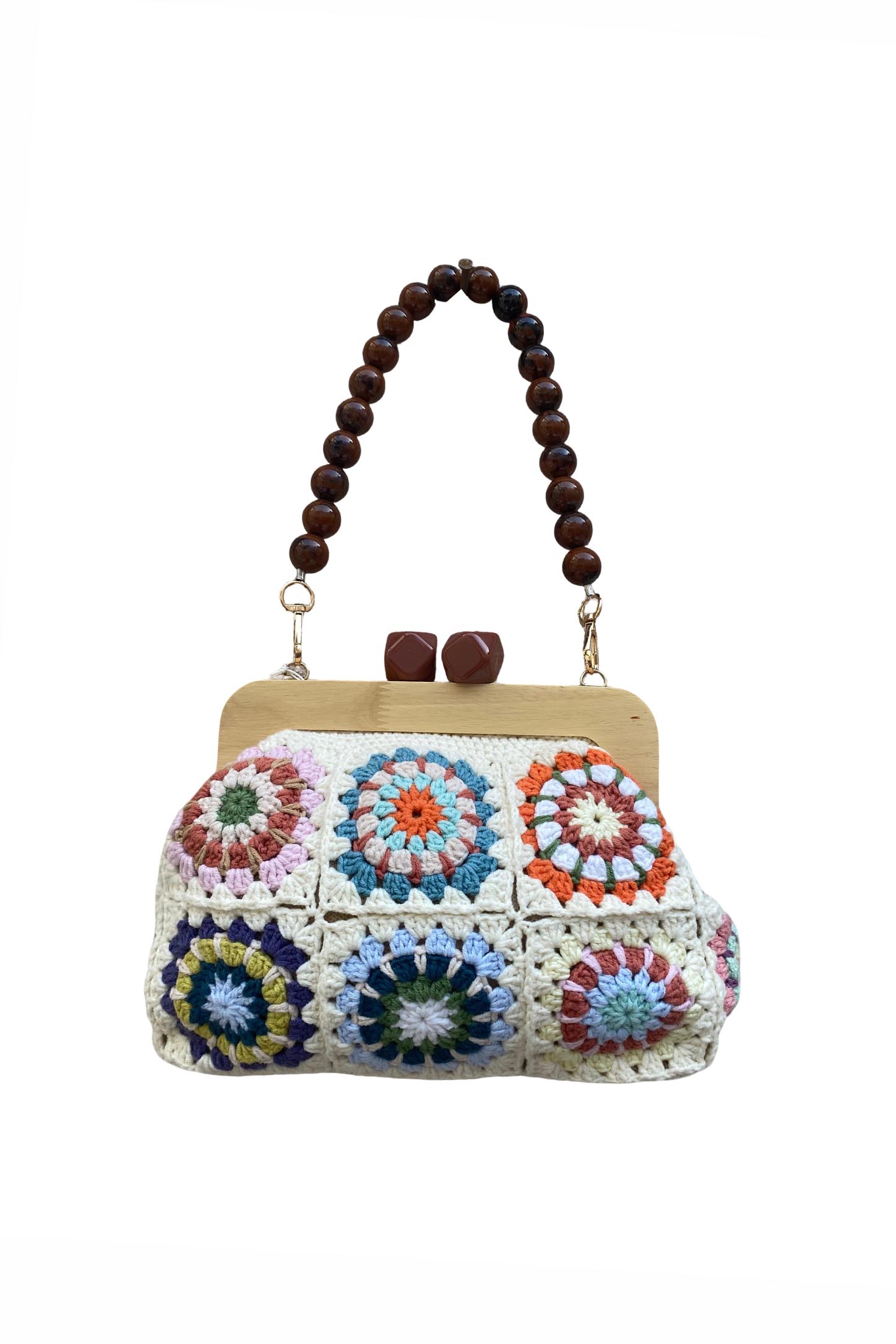 Boncuk Kulplu Örgü Çanta 